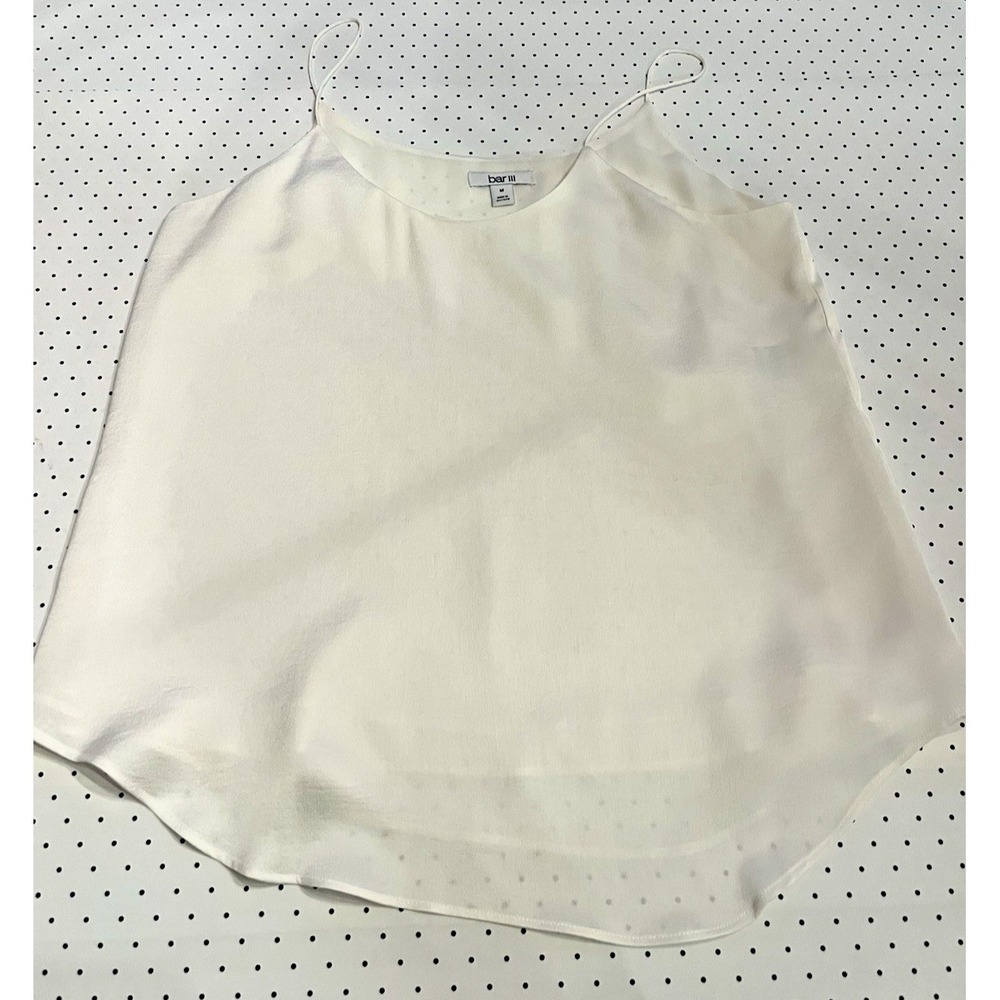Bar III Ivory Satin Cami Tank Top Women's Medium Minimalist Slip Style